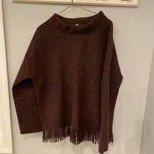 J. Crew Alpaca Wool Oversized Fringe Boatneck felted Sweater